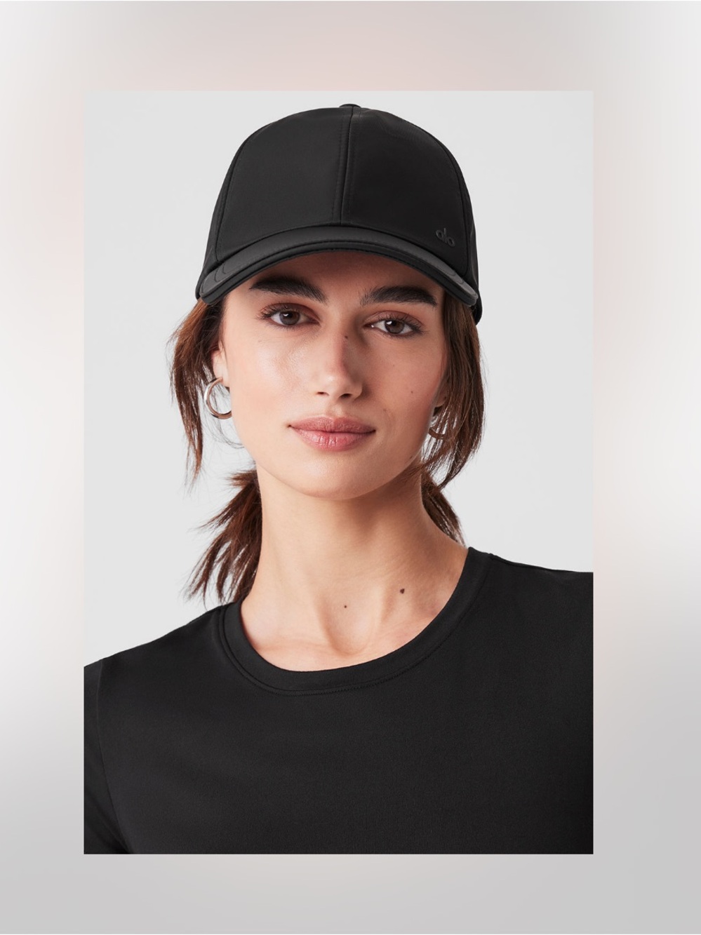 Alo Black Satin Off Duty Baseball Cap in Black.
